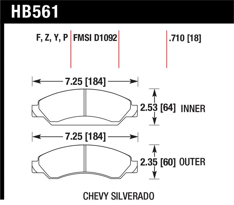 Cadillac Escalade Brake Pads - Front - Hawk Performance - Super Duty - `07-`08